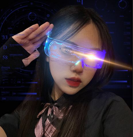 LED Light up  GUI Design Cyberpunk Glasses -7 Colors Lord and Lady Towers