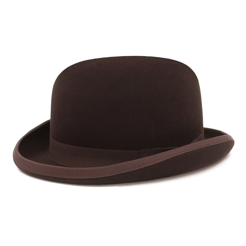 100% Wool Felt Derby Bowler Satin Lined 4 colors Available