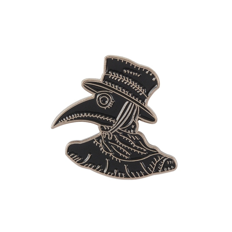 Punk Enamel Pins Featuring Plague Doctor, Hell Badge, Skeletons, and more! Lord and Lady Towers