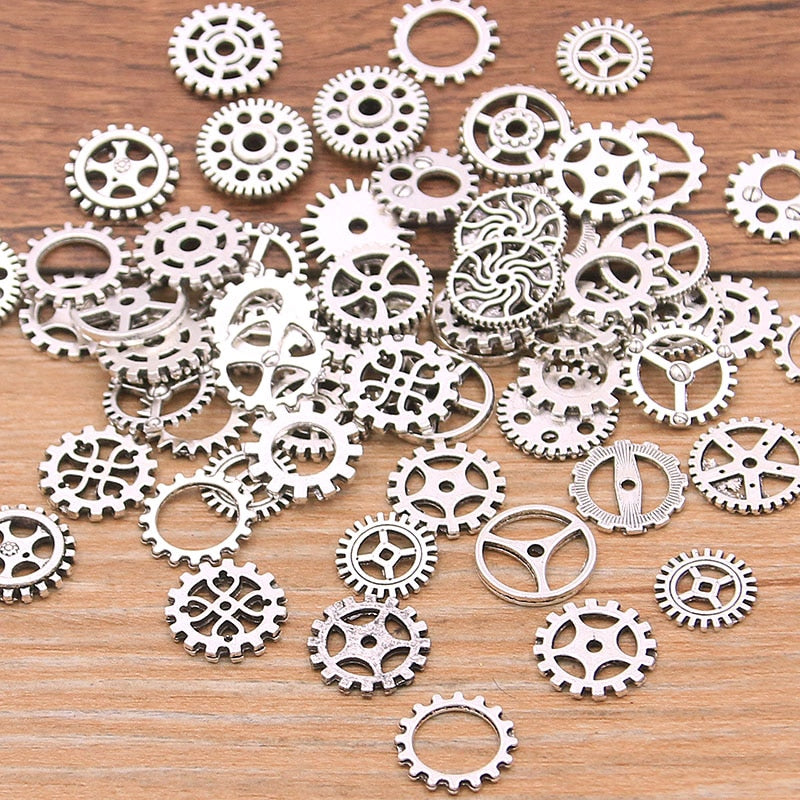 60PCS Small (8-15mm) Metal Steampunk Cogs & Gears Lord and Lady Towers