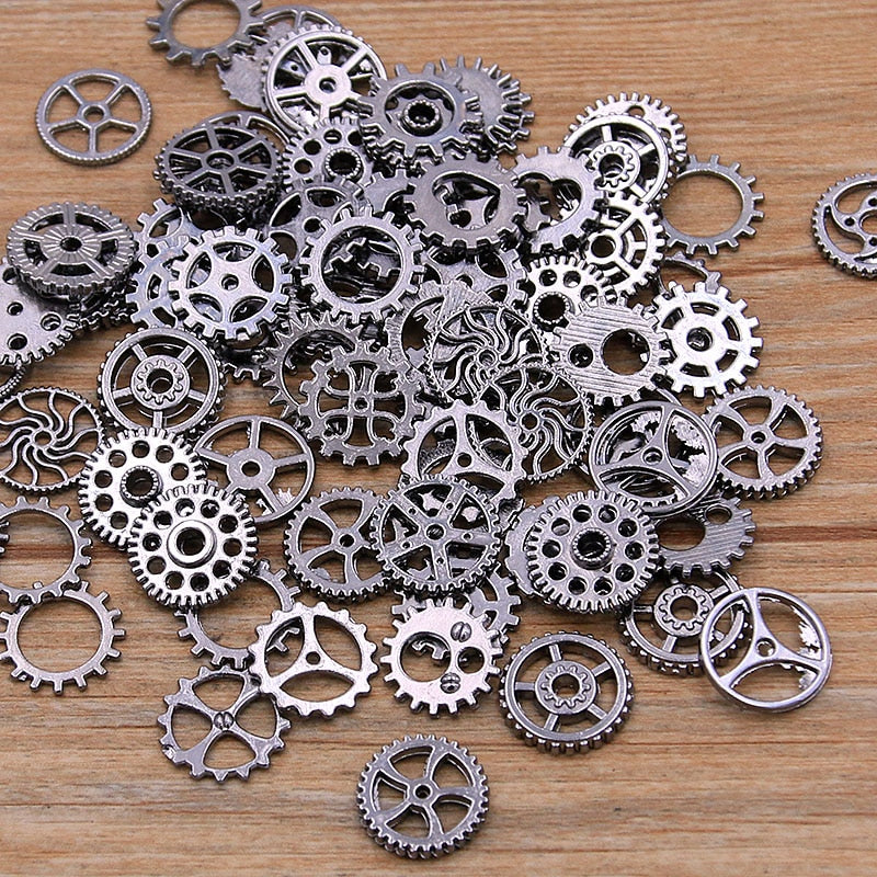 60PCS Small (8-15mm) Metal Steampunk Cogs & Gears Lord and Lady Towers