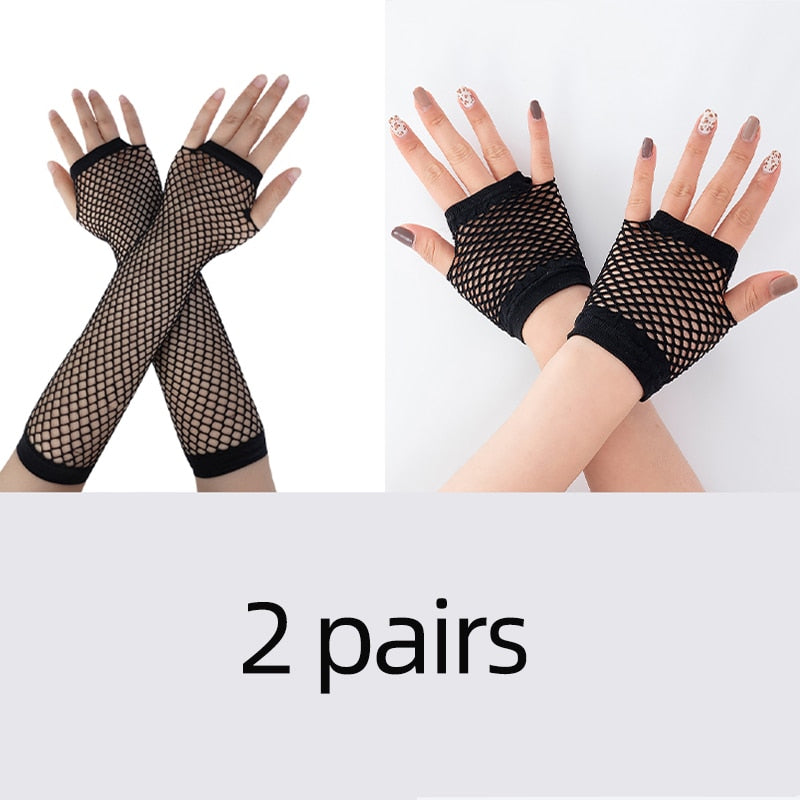 Long Black Fishnet Fingerless Gloves in Multiple Colors Lord and Lady Towers