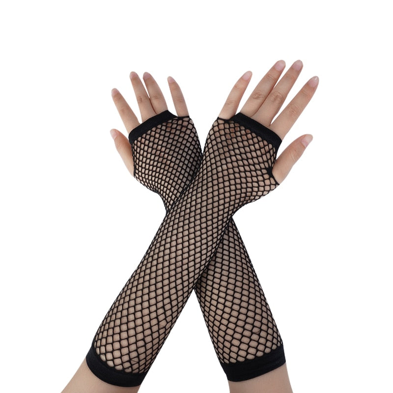 Long Black Fishnet Fingerless Gloves in Multiple Colors Lord and Lady Towers