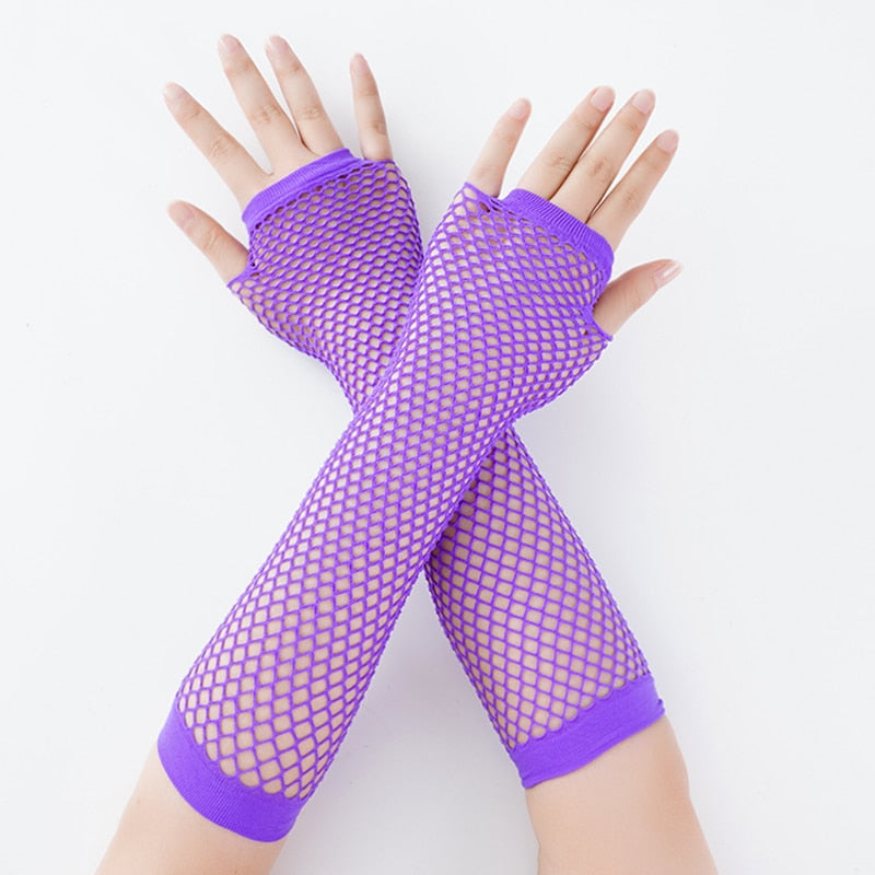 Long Black Fishnet Fingerless Gloves in Multiple Colors – Lord and