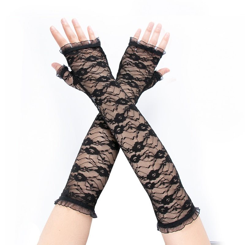 Long Black Fishnet Fingerless Gloves in Multiple Colors Lord and Lady Towers