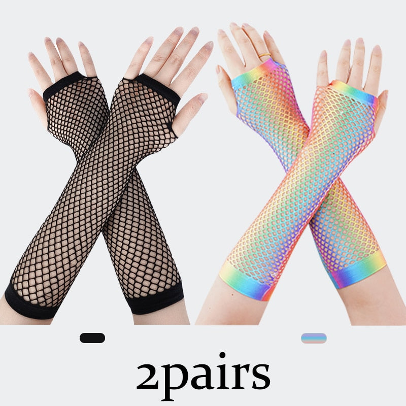 Long Black Fishnet Fingerless Gloves in Multiple Colors Lord and Lady Towers