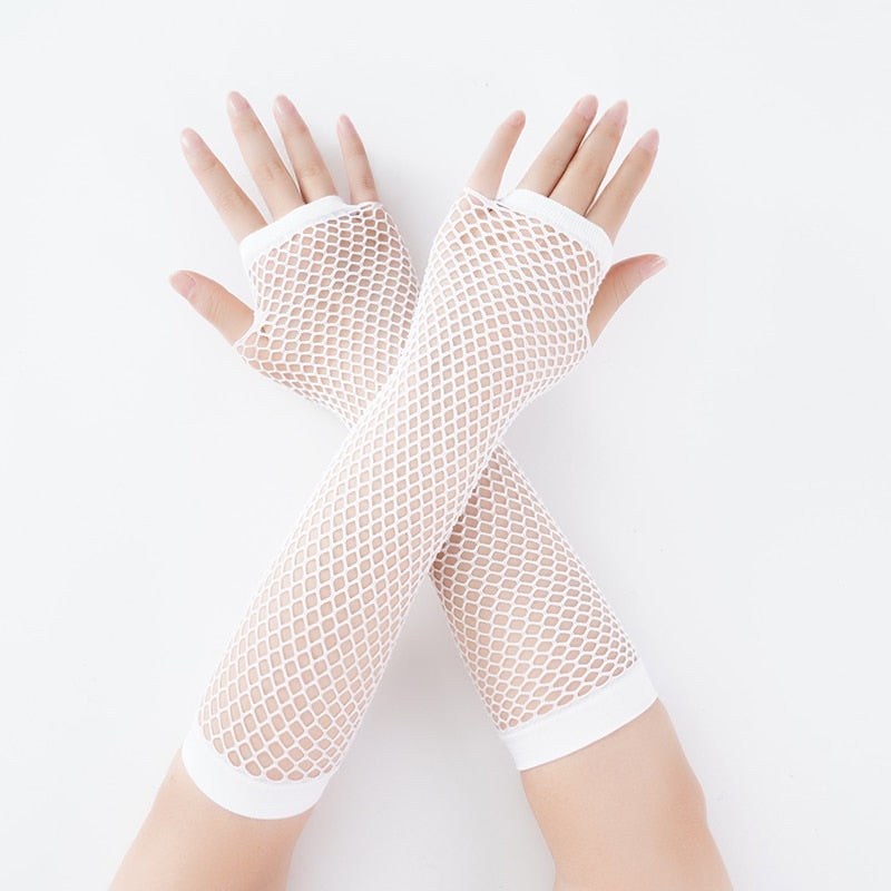 Long Black Fishnet Fingerless Gloves in Multiple Colors Lord and Lady Towers