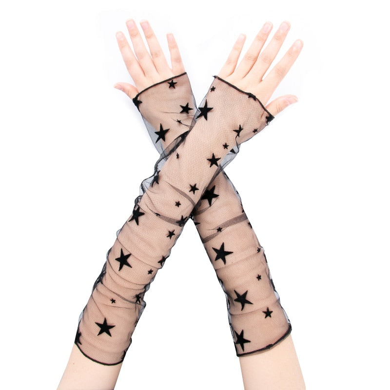 Long Black Fishnet Fingerless Gloves in Multiple Colors Lord and Lady Towers