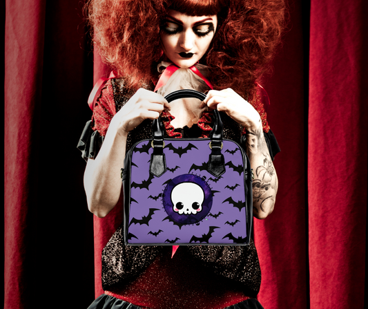 Skull and Bats Pastel Goth Kawaii Shoulder Handbag