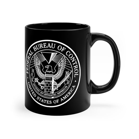 Control inspired FBC Federal Bureau of Control black coffee mug cup Lord and Lady Towers