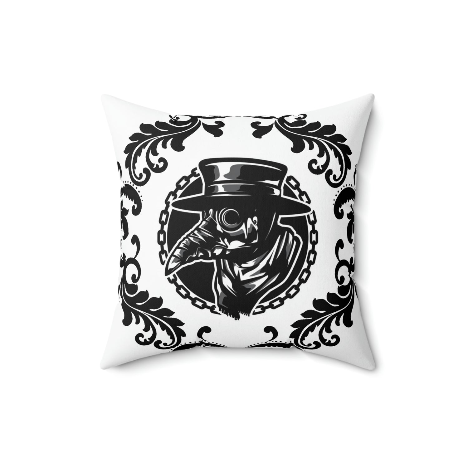 Plague Doctor Filigree Accent Throw Pillow for Gothic Home Decor Lord and Lady Towers