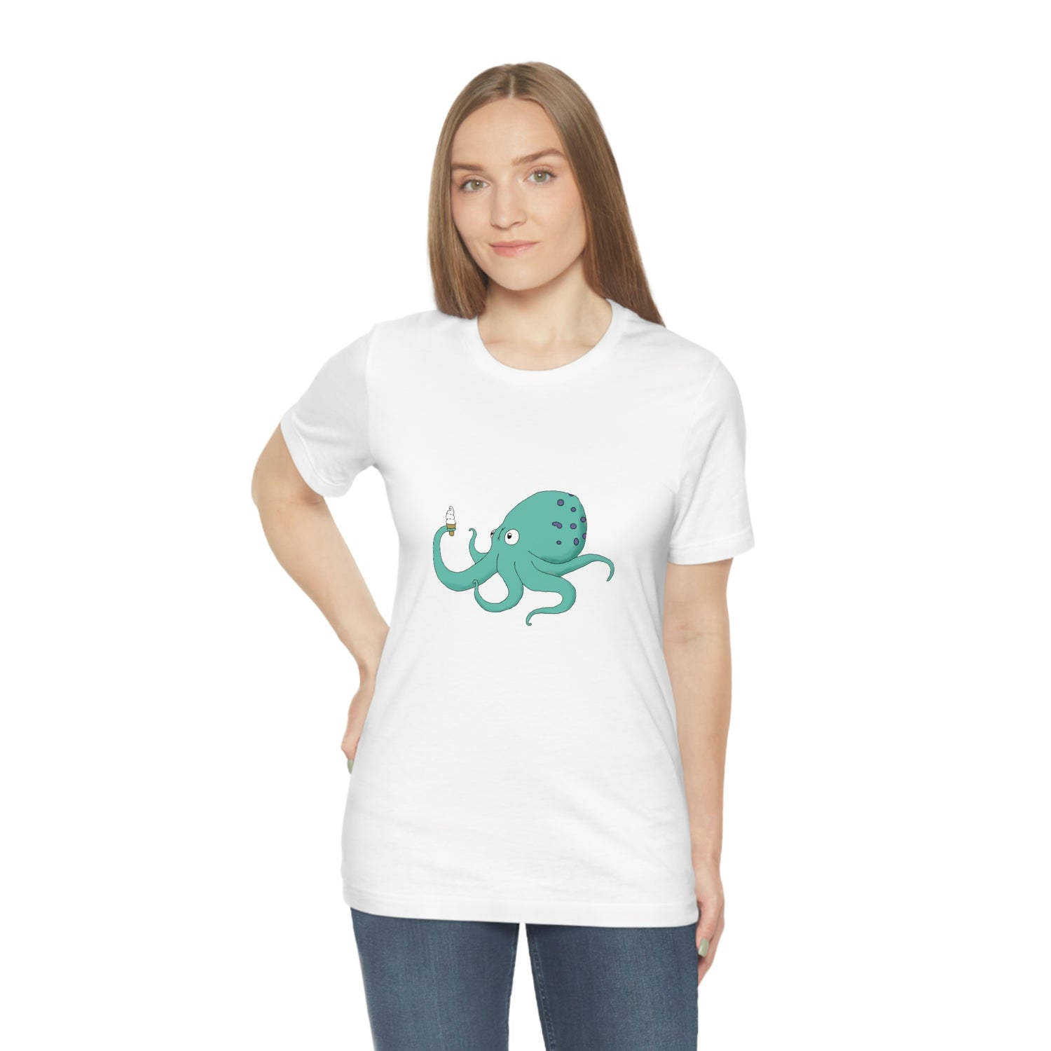 Curious Octopus Cartoon Unisex Tshirt Lord and Lady Towers