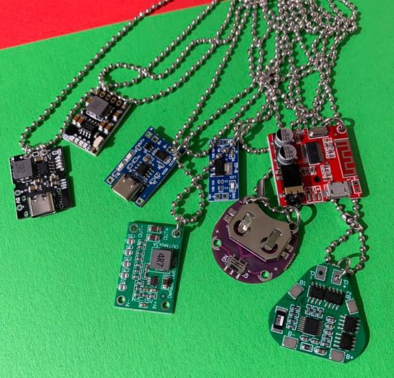Cyberpunk Circuit Board Necklaces Lord and Lady Towers