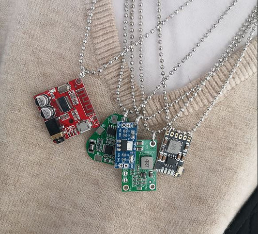 Cyberpunk Circuit Board Necklaces Lord and Lady Towers