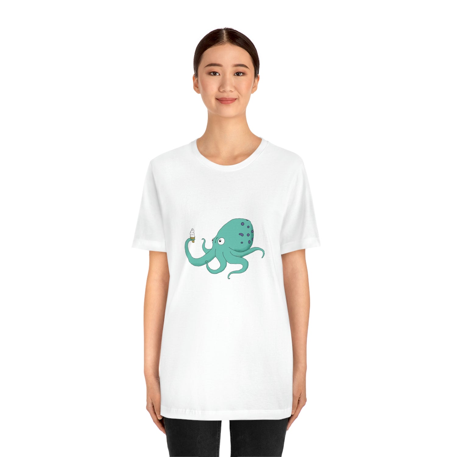 Curious Octopus Cartoon Unisex Tshirt Lord and Lady Towers