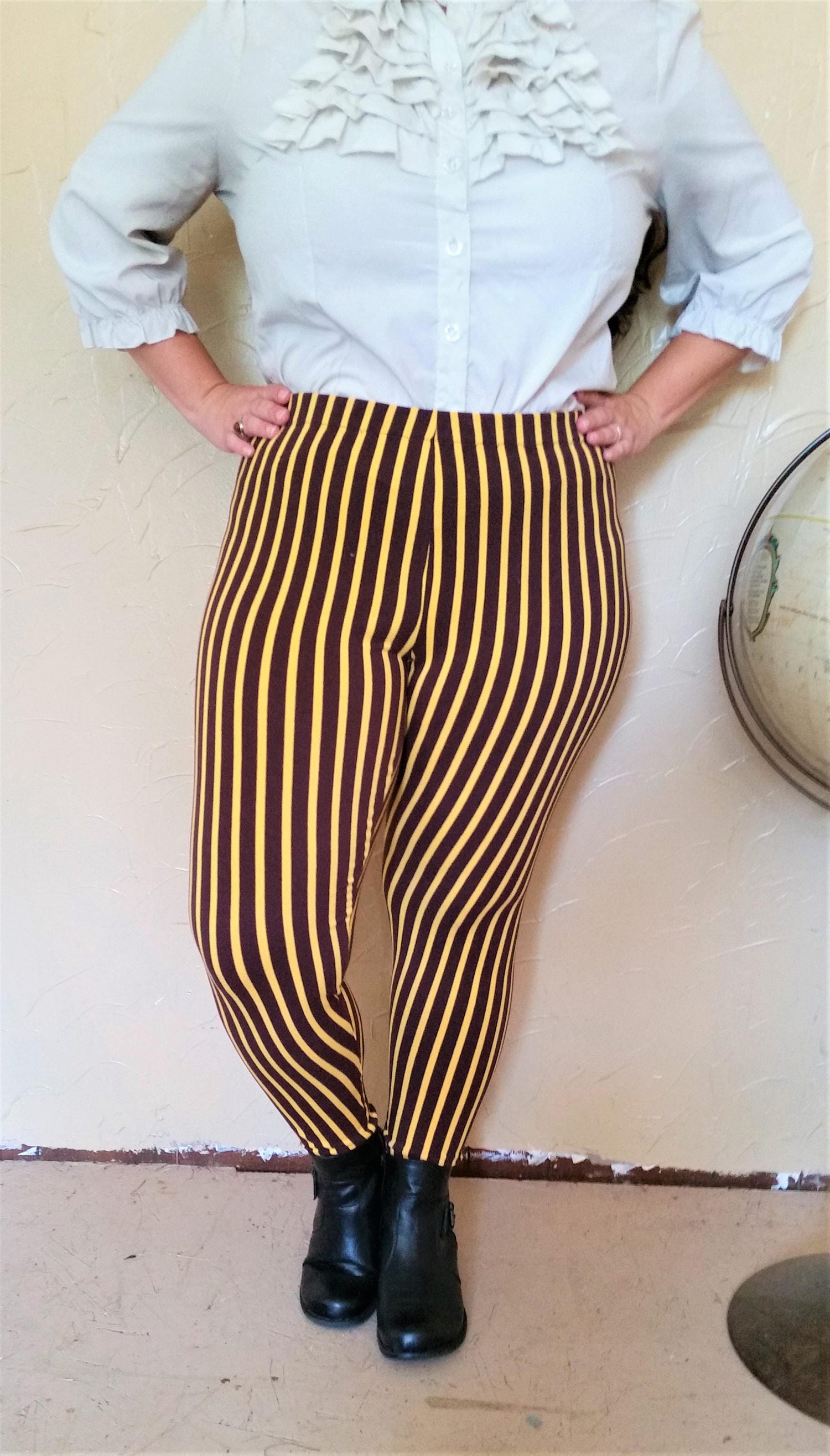 Steampunk Circus Striped Stretch Leggings Lord and Lady Towers