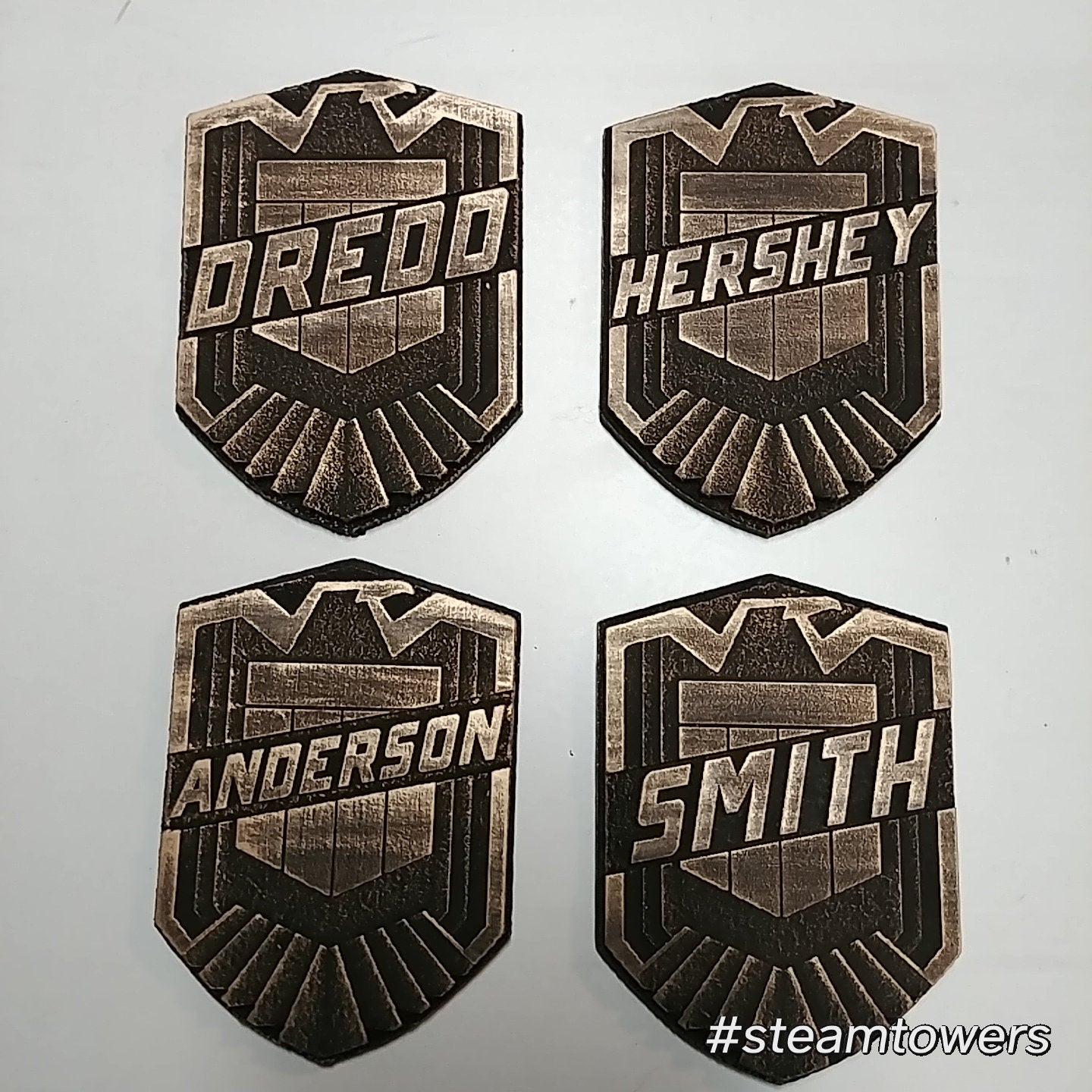 Custom Name Wooden Judge Dredd Badge with Magnetic Backing included. Durable! Lord and Lady Towers