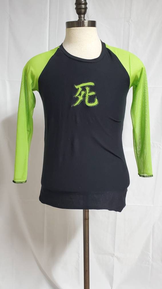 Street Fashion Style Cyberpunk  Death Japanese Kanji Raglan Mesh Shirt Size Medium Lord and Lady Towers