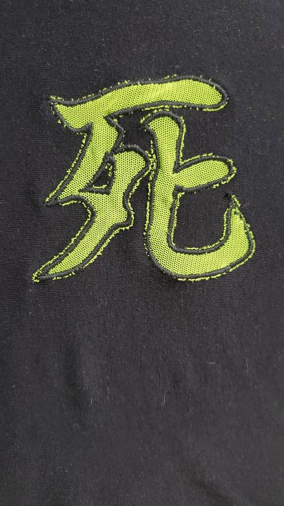 Street Fashion Style Cyberpunk  Death Japanese Kanji Raglan Mesh Shirt Size Medium Lord and Lady Towers
