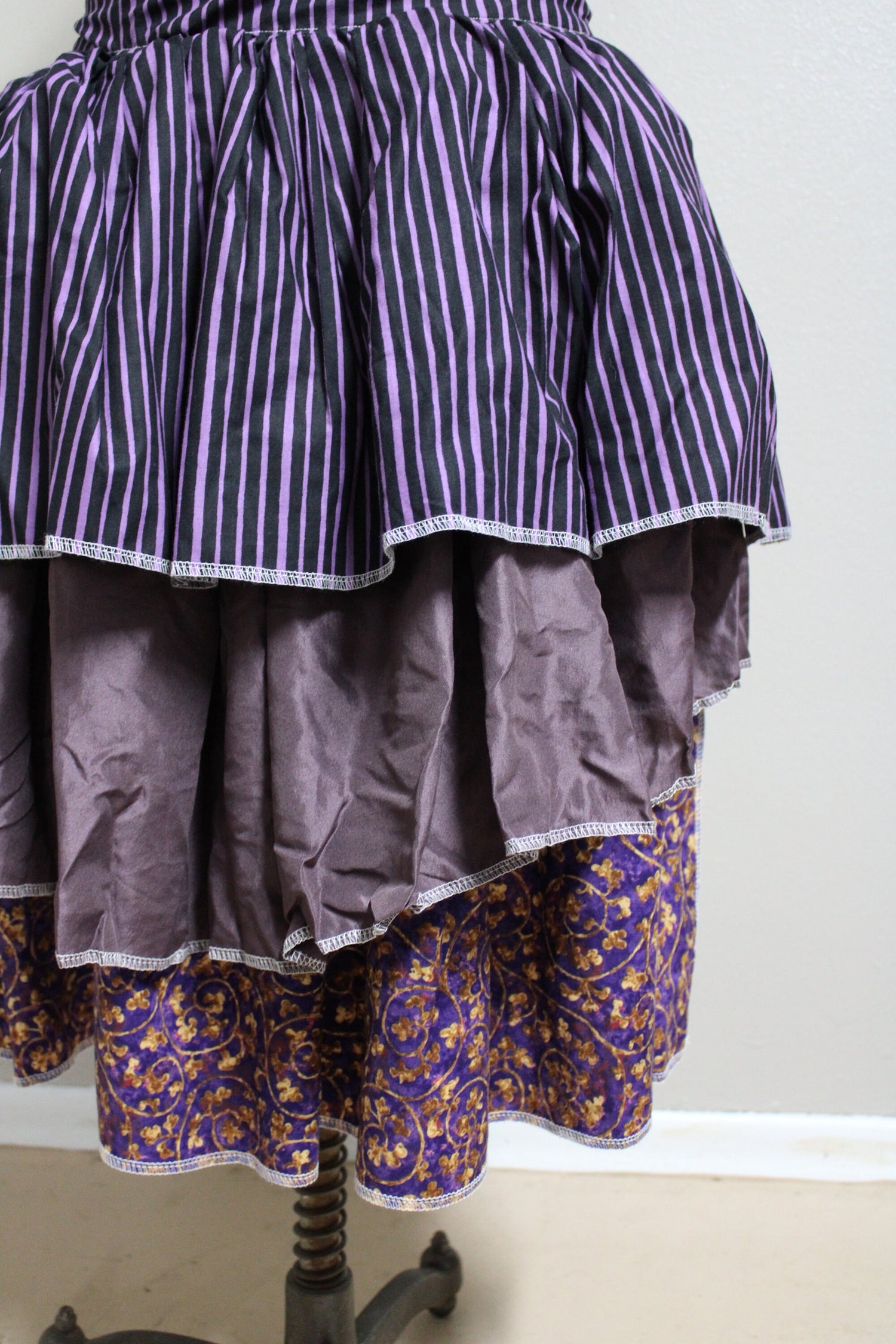 Tim Burton Inspired Purple and Black Striped Steampunk / Goth Bustle Size M+ Lord and Lady Towers