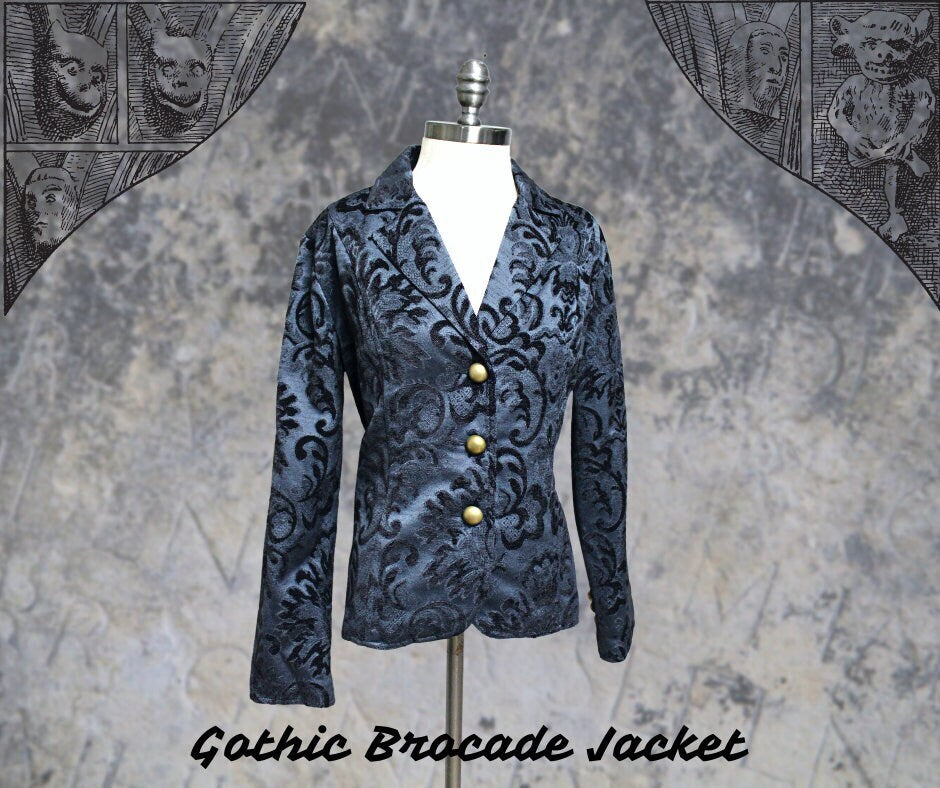 Distressed Gothic Vampire Pirate Brocade Jacket Size L /XL Lord and Lady Towers