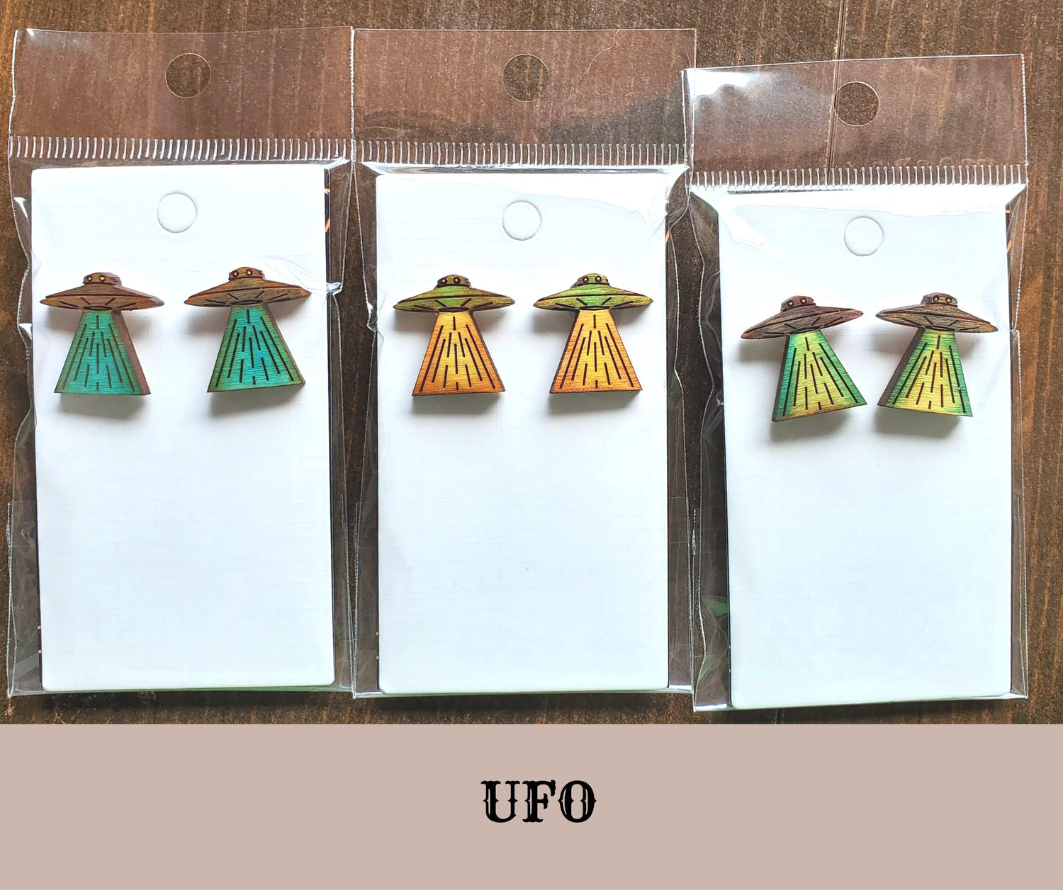 Hand Painted UFO Stud Earrings Lord and Lady Towers