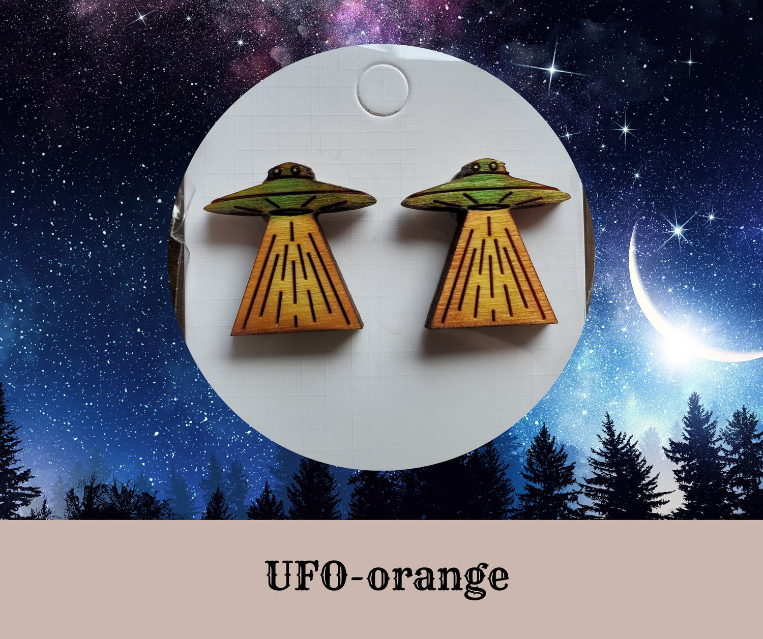 Hand Painted UFO Stud Earrings Lord and Lady Towers