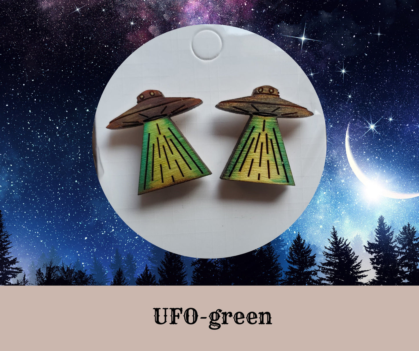 Hand Painted UFO Stud Earrings Lord and Lady Towers