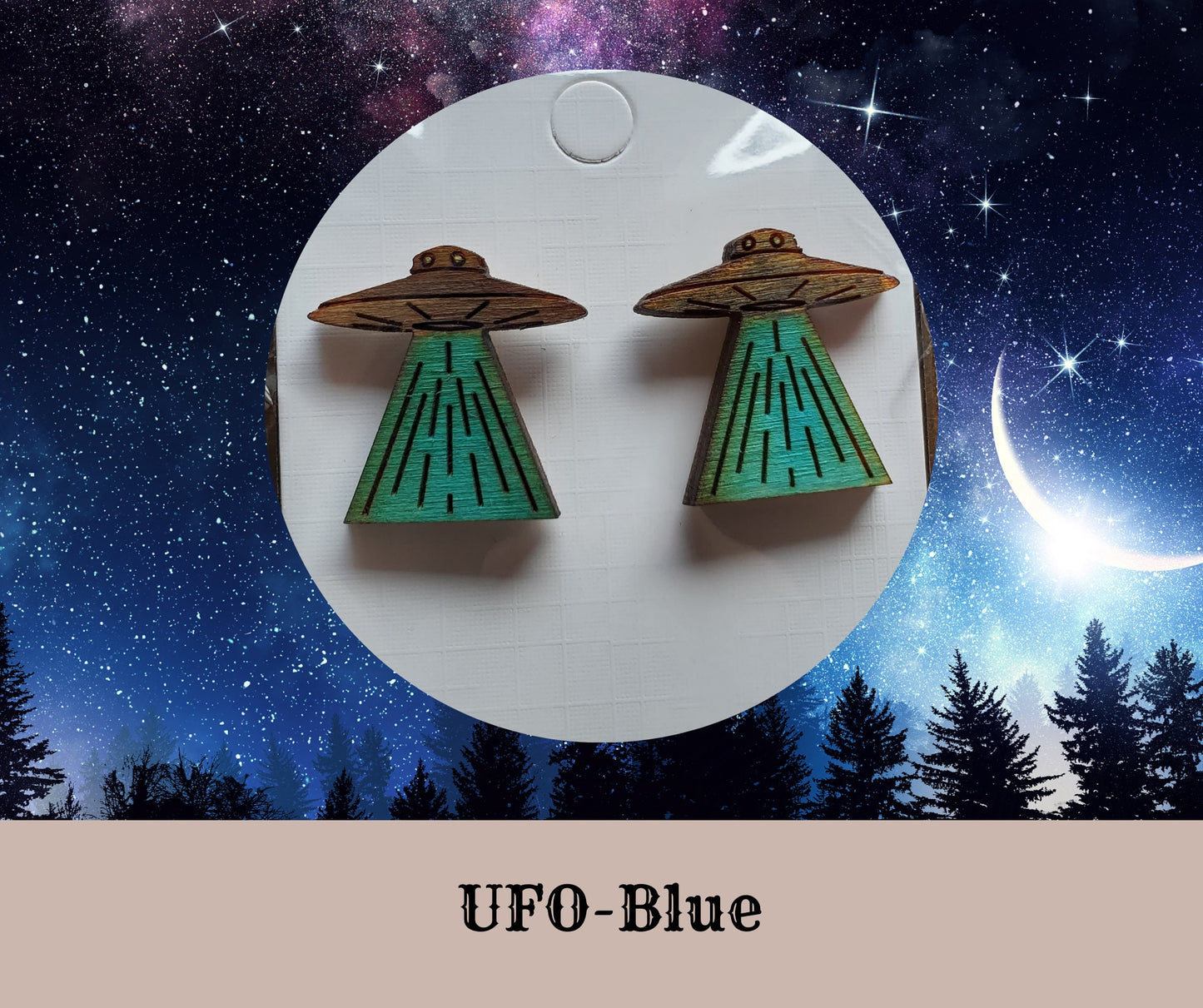 Hand Painted UFO Stud Earrings Lord and Lady Towers