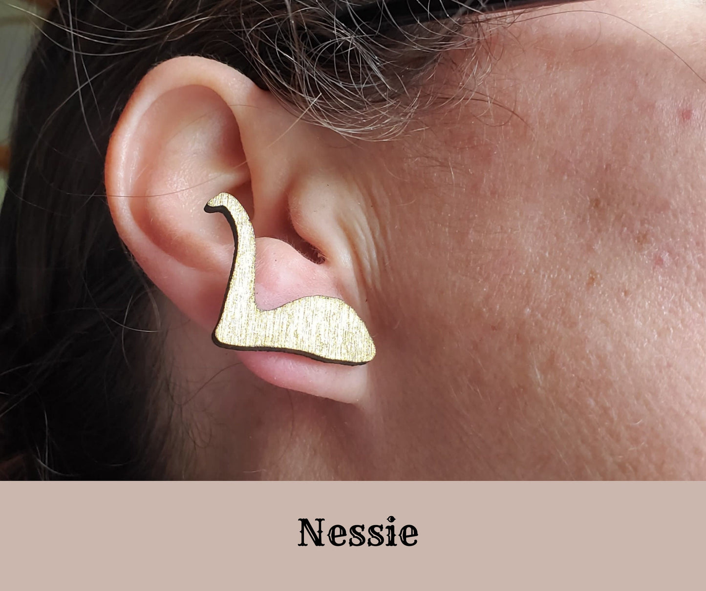 Loch Ness Monster Nessie Stud Earrings in either Black or Gold Lord and Lady Towers