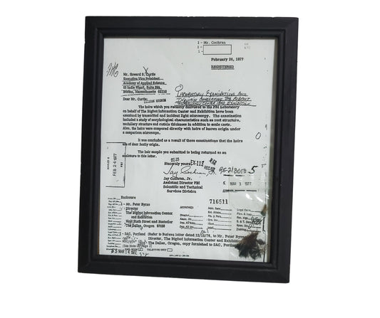 FBI Bigfoot Hair Testing Letter Replica Wall Decor with GAFF hair sample Lord and Lady Towers