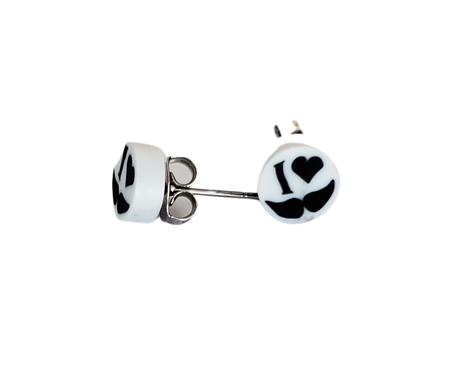 Tiny I Heart Mustache Earrings with Stud Backs In Various Colors Lord and Lady Towers