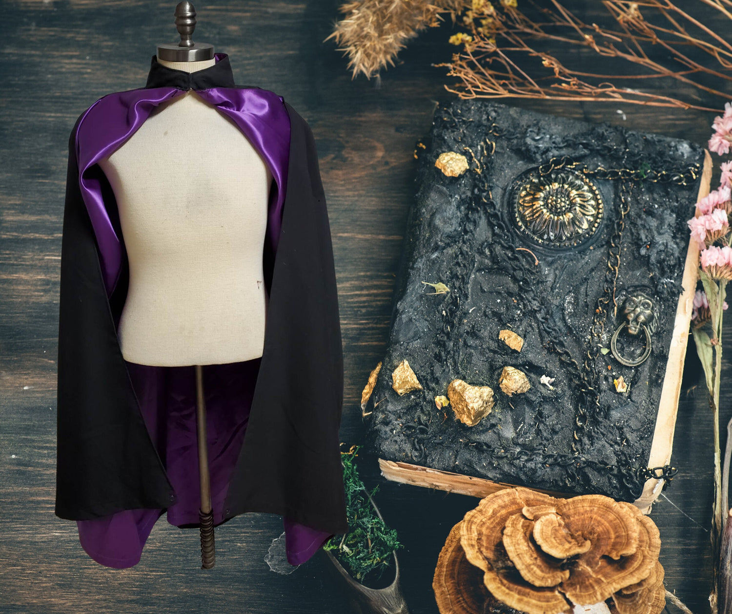 Upcycled Secret Society Cape for LARP, Magician, Magic, Cosplay, and more. Has Secret Pocket, 3 styles Lord and Lady Towers