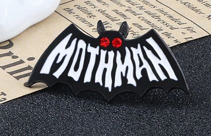Retro Style Mothman Cryptid Pin with Red Eyes Lord and Lady Towers